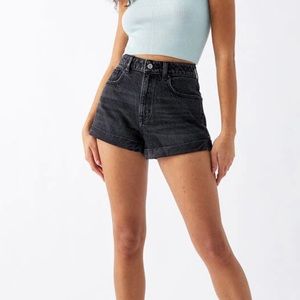 Black Denim Mom Shorts